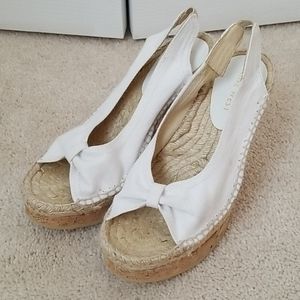 Nine West white cork wedges